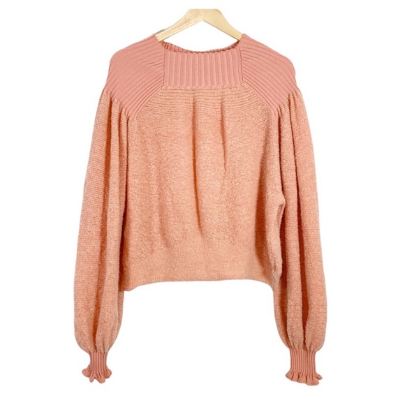 FREE PEOPLE • Elderflower Sweater Wool/Alpaca in Peach Size Large - Picture 4 of 15